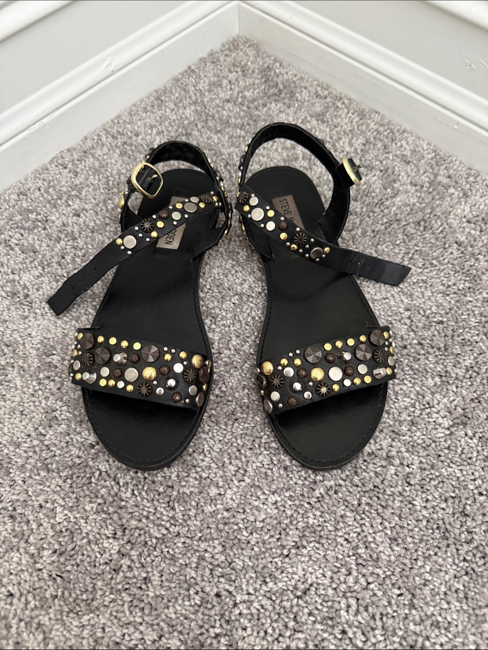 Steve Madden Donddi-s Studded Slingback Black Sandals